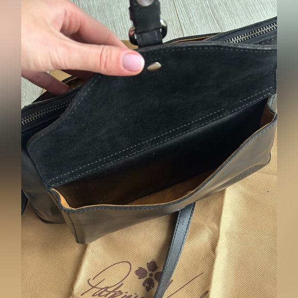 Patricia Nash Kirby Black Leather Crossbody Bag Buckle Flap - Picture 14 of 16